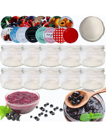 Słoiki 250ml 10 KOMPLETÓW z POKRYWKĄ dżemy konfitury przyprawy deserki 82mm