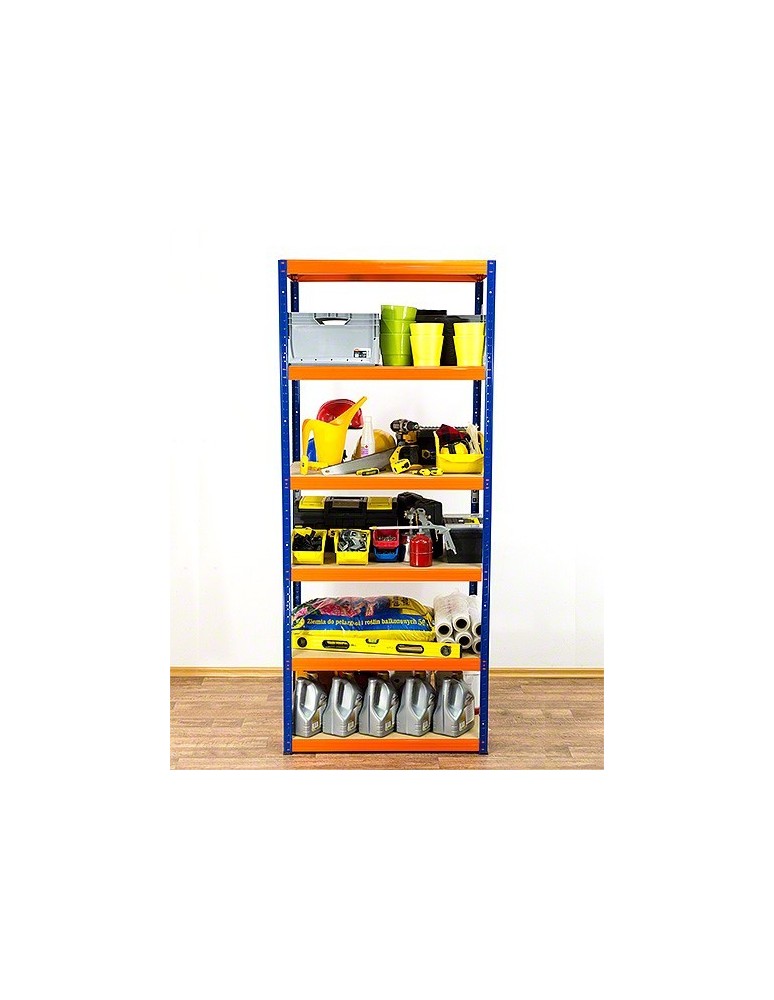 Regały - Regał Helios 196x90x35 cm 6 półek/350kg Biało-Niebieski - produkt b2b.wamar.biz 4