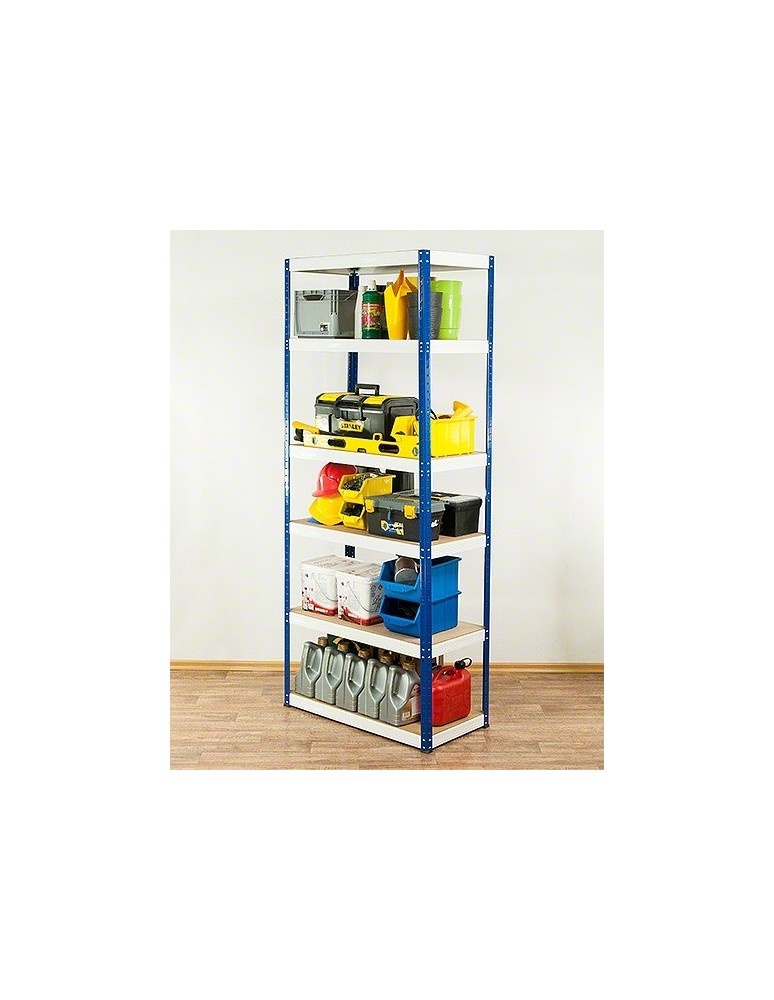 Regały - Regał Helios 196x90x35 cm 6 półek/350kg Biało-Niebieski - produkt b2b.wamar.biz 7