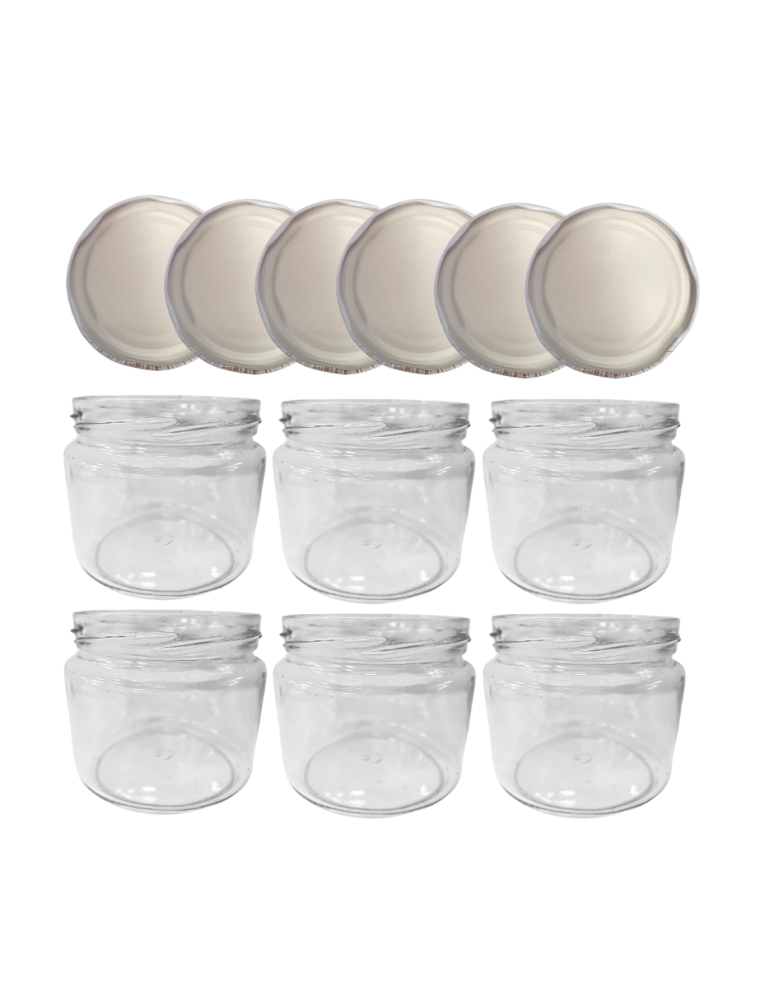 Słoiki - Słoiki 330ml 6 KOMPLETÓW z POKRYWKĄ dżemy konfitury przyprawy grzybki 82mm - product b2b.wamar.biz 2