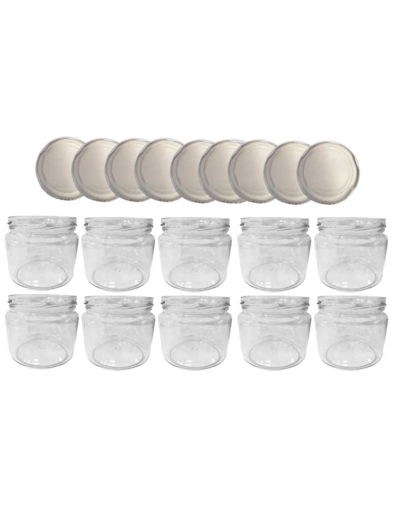 Słoiki - Słoiki 330ml 10 KOMPLETÓW z POKRYWKĄ dżemy konfitury przyprawy grzybki 82mm - produkt b2b.wamar.biz 2