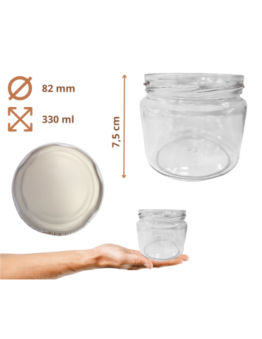 Słoiki - Słoiki 330ml 10 KOMPLETÓW z POKRYWKĄ dżemy konfitury przyprawy grzybki 82mm - produkt 3