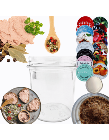 Słoik 346ml KOMPLET z POKRYWKĄ słoik na pasztet dżemy kompot grzybki 82mm