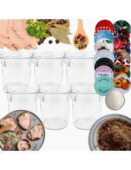 Słoiki 346ml 6 KOMPLETÓW z POKRYWKĄ słoiki na pasztet dżemy grzybki 82mm