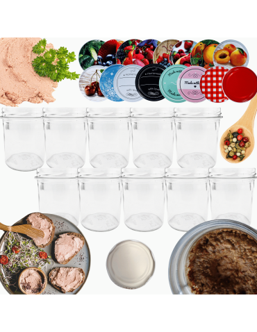 Słoiki 346ml 10 KOMPLETÓW z POKRYWKĄ słoiki na pasztet dżemy grzybki 82mm