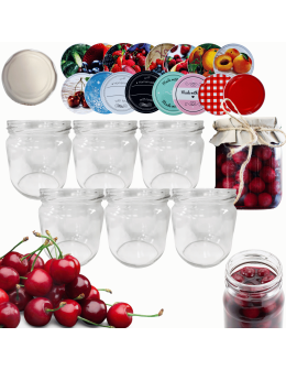 Słoiki 425ml 6 KOMPLETÓW z POKRYWKĄ słoiki na pasztet dżemy grzybki 82mm