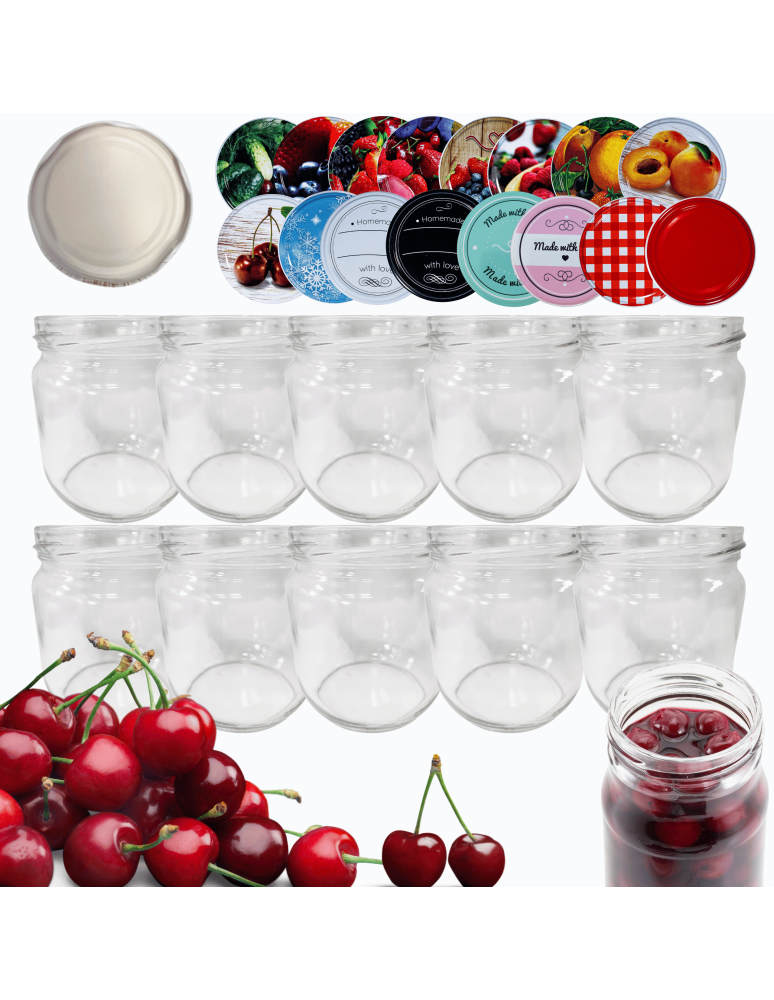 Słoiki - Słoiki 425ml 10 KOMPLETÓW z POKRYWKĄ słoiki na pasztet dżemy grzybki 82mm - product b2b.wamar.biz 1