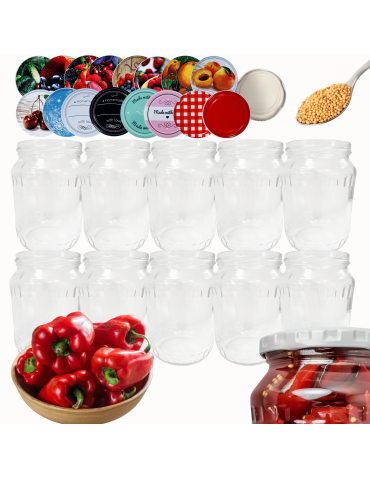 Słoiki 720ml 0,7l soki ogórki papryka fasolka kompot 10kpl zakrętki 82mm