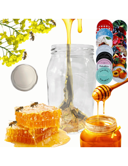 Słoik 900ml słoik na miód ogórki małosolne sałatki KOMPLET z POKRYWKĄ 82mm