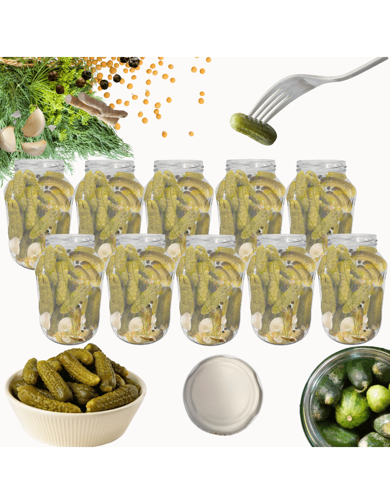 Słoiki - Słoiki 1500ml 1,5l na ogórki małosolne soki grzyby nalewki 10szt. 82mm PZH - product b2b.wamar.biz 1