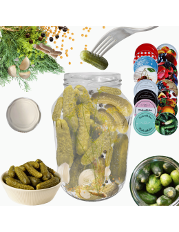 Słoik 1500ml 1,5l na ogórki małosolne soki nalewki KOMPLET z POKRYWKĄ 82mm