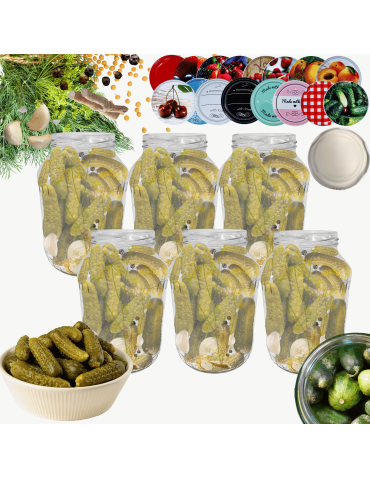 Słoiki 1500ml 1,5l na ogórki małosolne soki nalewki 6kpl zakrętki 82mm