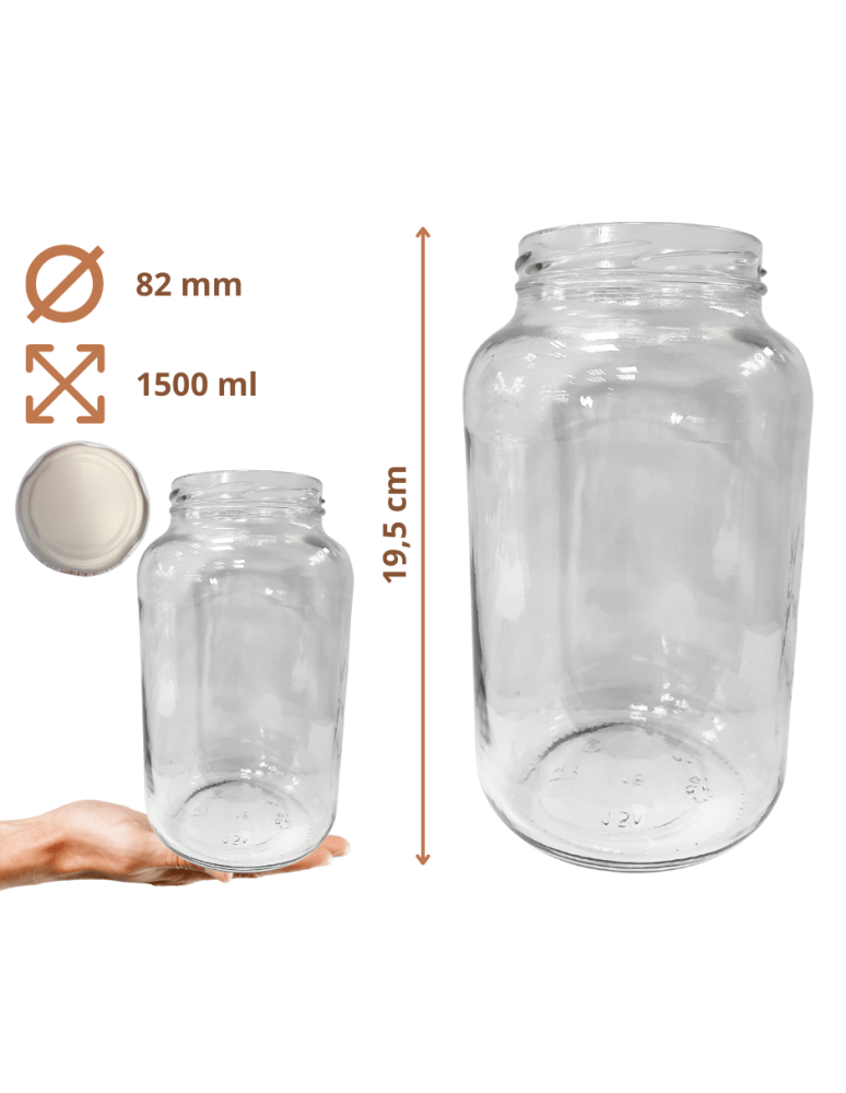 Słoiki - Słoiki 1500ml 1,5l na ogórki małosolne soki grzyby nalewki 30szt. 82mm PZH - product b2b.wamar.biz 3