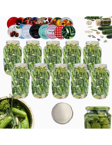 Słoiki 1500ml 1,5l ogórki małosolne sok grzyby nalewki 10kpl zakrętki 82mm
