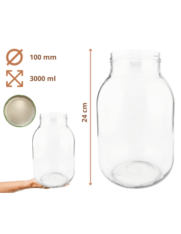 Słoiki - Słoiki 3000ml 3l na ogórki soki grzyby nalewki 60kpl zakrętki 100mm PZH - product 3