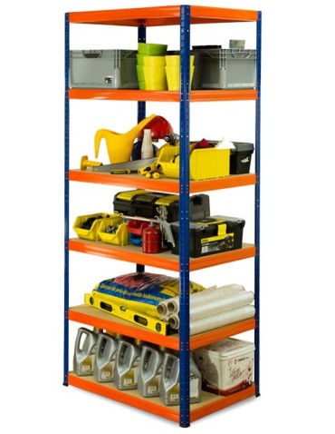 Regały - Regał Helios 196x75x60 cm 6 półek/400kg Biało-Niebieski - product 3
