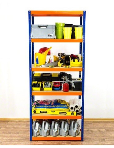 Regały - Regał Helios 196x90x35 cm 6 półek/350kg Biało-Niebieski - produkt 25