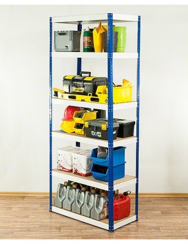Regały - Regał Helios 196x100x35 cm 6 półek/350kg Biało-Niebieski - product 28