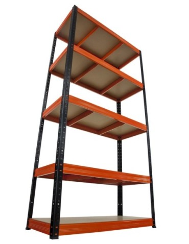 Regały - Regał Helios 213x120x60 cm 5 półek/350kg Czarno-Pomarańczowy - product 35