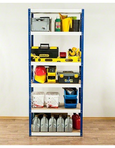 Regały - Regał Helios 196x90x60 cm 6 półek/400kg Biało-Niebieski - product 27