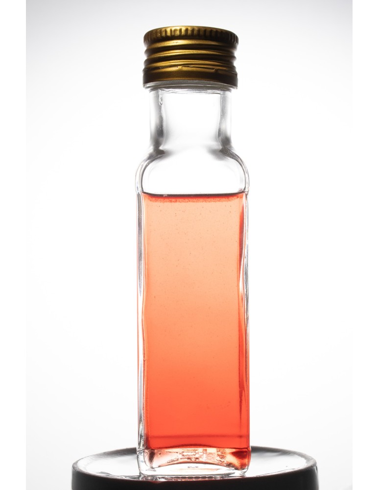 Szklane butelki na alkohol - galoniki - Przezroczysta butelka kwadratowa 100 ml · fi 31,5 mm · Zestaw 6 sztuk - product b2b.wamar.biz 3