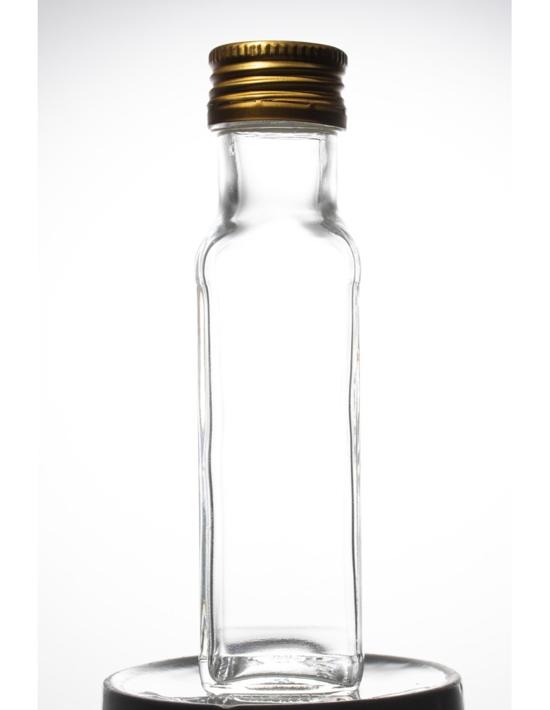 Szklane butelki na alkohol - galoniki - Przezroczysta butelka kwadratowa 100 ml · fi 31,5 mm · Zestaw 6 sztuk - product b2b.wamar.biz 2