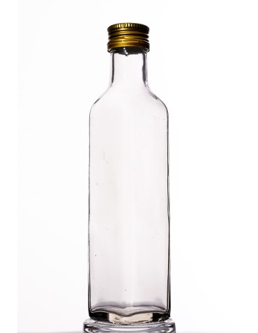 Przezroczysta butelka kwadratowa 250 ml ze złotą nakrętką fi 31,5 mm · 6 sztuk - product 2