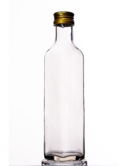 Przezroczysta butelka kwadratowa 250 ml ze złotą nakrętką fi 31,5 mm · 6 sztuk - product 2