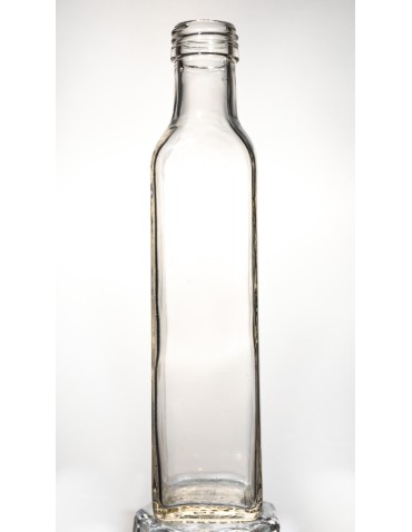 Szklane butelki na alkohol - galoniki - Przezroczysta butelka kwadratowa 250 ml ze złotą nakrętką fi 31,5 mm · 6 sztuk - product 4