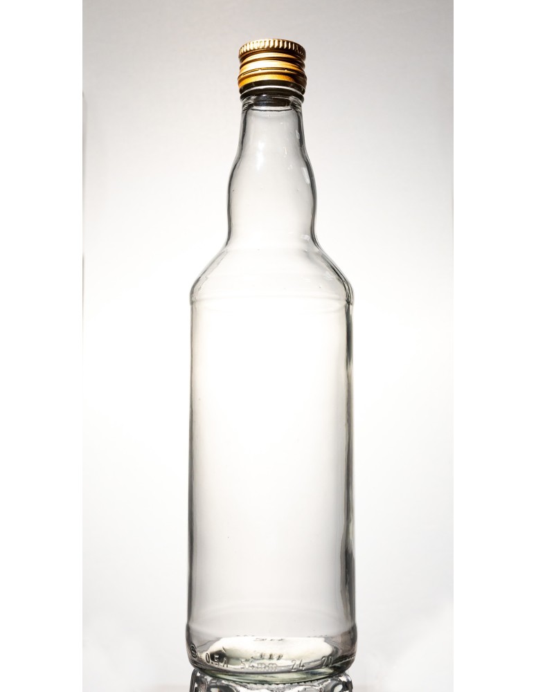 Szklane butelki na alkohol - galoniki - Transparentna butelka monopolowa 500 ml ze złotą zakrętką fi 28mm · 6 sztuk - product b2b.wamar.biz 2