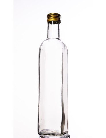 Kwadratowa butelka przezroczysta 500 ml ze złotą nakrętką fi 31,5 mm · 6 sztuk - product 2