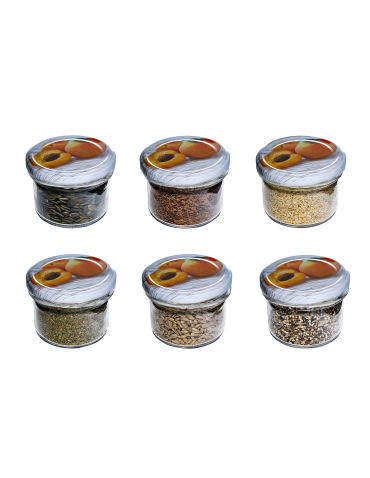 Słoik zwykły 235 ml · Wieczko (⌀82) z grafiką “morela” · 6-pak