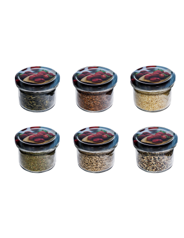 Słoiczki na miód 235 ml (⌀82) malinowe wieczka · 6-pak