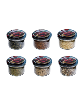 Słoiczki na miód 235 ml (⌀82) malinowe wieczka · 6-pak