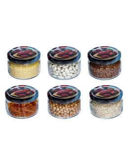 Słoik 250 ml zwykły ⌀82 · Pokrywka z nadrukiem “malinki” · 6-pak