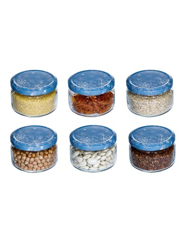 Słoik 250 ml zwykły · Pokrywka (⌀82) z nadrukiem “śnieżynka” · 6-pak