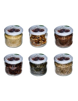 Słoik 330 ml zwykły · Pokrywka (⌀82) z grafiką “czereśnia” · 6-pak