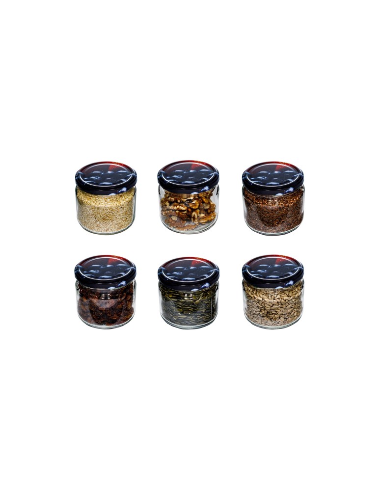 Słoiki - Słoik 330 ml zwykły · Pokrywka (⌀82) z grafiką truskawka-borówka · 6-pak - product b2b.wamar.biz 1