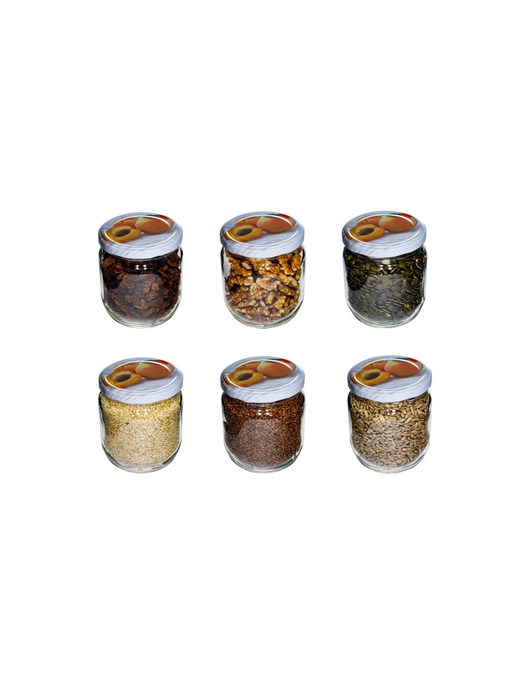 Słoiki - Słoik 425 ml zwykły · Pokrywka (⌀82) z nadrukiem “morelowym” · Komplet 6 sztuk - product b2b.wamar.biz 1