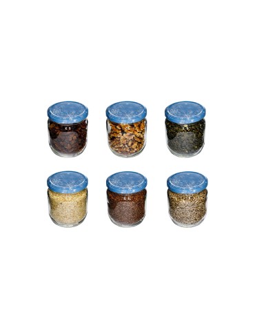 Słoik 425 ml zwykły · Pokrywka (⌀82) z grafiką “śnieżynka” · 6 sztuk