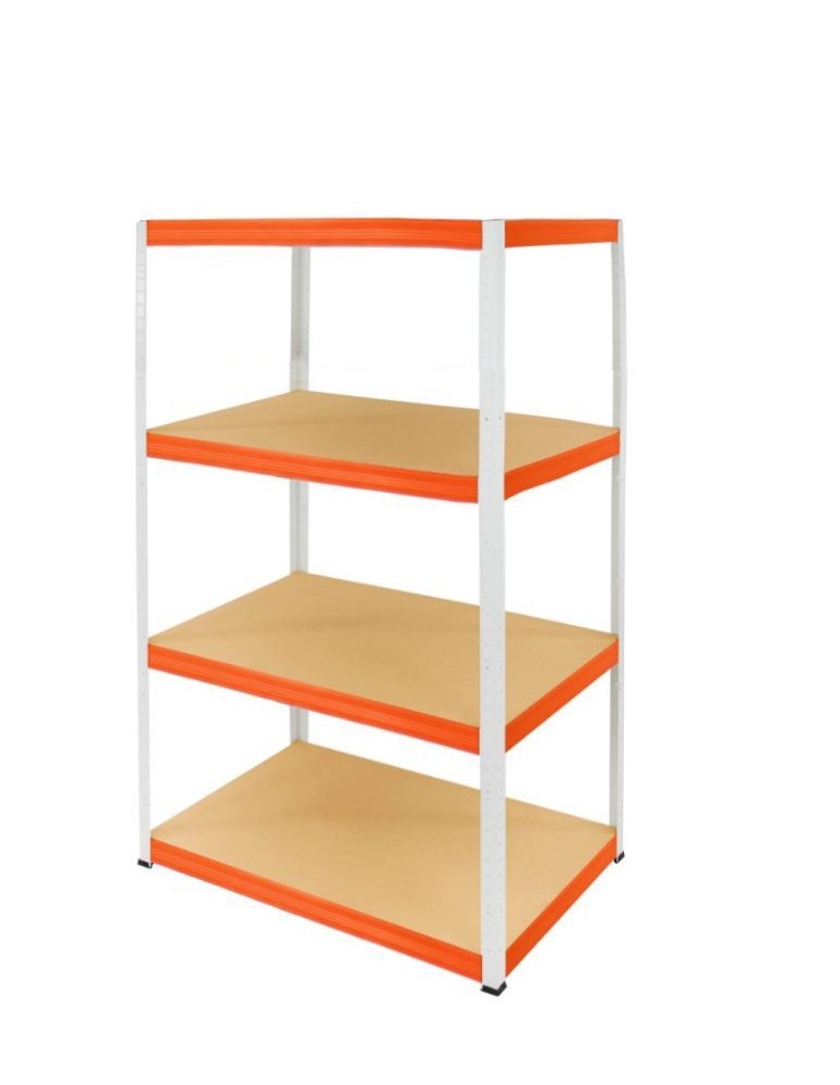 Magazynowe regały metalowe - Regał Helios 180x90x35 cm 4 półki/275kg Biało-Pomarańczowy - product b2b.wamar.biz 1