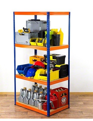 Magazynowe regały metalowe - Regał Helios 180x120x30 cm 4 półki/275kg Biało-Pomarańczowy - product 3