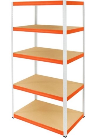 Magazynowe regały metalowe - Regał Helios 196x90x30 cm 5 półek/275kg Biało-Pomarańczowy - product 1