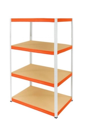Magazynowe regały metalowe - Regał Helios 180x100x50 cm 4 półki/275kg Biało-Pomarańczowy - product 23