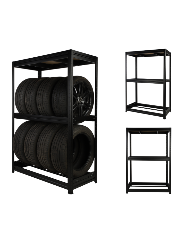 Regały - Regał na opony 177×120×60 cm/ 3 półki – Metalowy/ Czarny - product b2b.wamar.biz 1