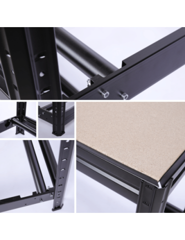 Regały - Regał na opony 177×120×60 cm/ 3 półki – Metalowy/ Czarny - product 17