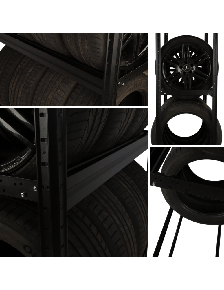 Regały - Regał na opony 177×120×60 cm/ 3 półki – Metalowy/ Czarny - product b2b.wamar.biz 42
