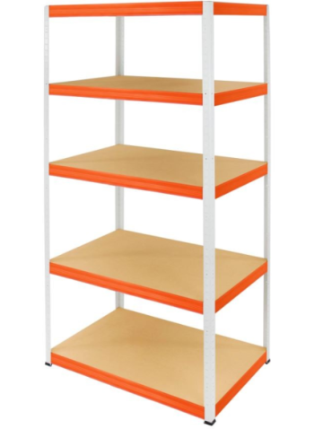 Magazynowe regały metalowe - Regał Helios 196x75x45 cm 5 półek/350kg Biało-Pomarańczowy - product 41