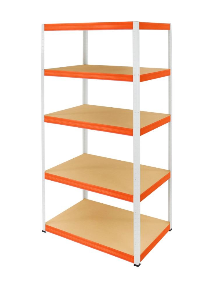 Magazynowe regały metalowe - Regał Helios 196x75x45 cm 5 półek/350kg Biało-Pomarańczowy - product b2b.wamar.biz 41