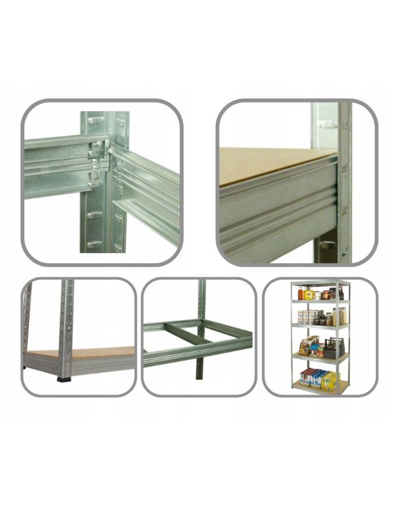 Regały Magazynowe - Regał metalowy ocynk regał magazynowy garażowy HELIOS 90x120x30 3x175kg - product b2b.wamar.biz 6